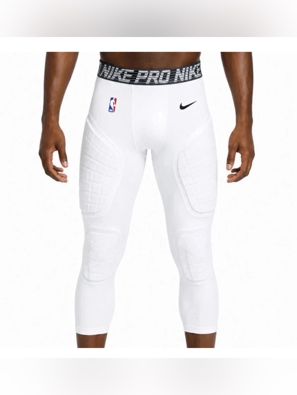Nike Pro NBA Hyperstrong 3/4 Padded Basketball Tights White 881963-100 Large NEW